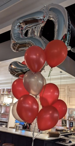 scarlet and grey balloons