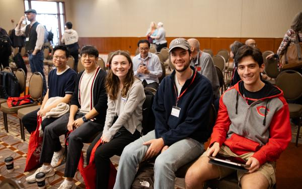 students attending a department conference session